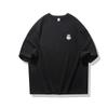 Camiseta Oversize de Algodão Solta Moda Marca Retrô Americana Transfronteiriça Bordado Branco Verão 2024 Novo