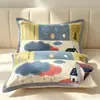 Nueva Toalla de Almohada de Algodón Puro Multicapa Engrosada Toalla de Almohada de Gasa Toalla de Almohada de Gasa de Dibujos Animados para Adultos Funda de Almohada