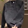 Primavera, Otoño e Invierno 2025 Suéter Versátil de Moda Top con Letra de Acero Manga Larga para Hombre Sudadera Gruesa Casual de Moda