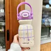 Copo Térmico para Meninas Alto Valor Estudante Grande Capacidade Copo de Isolamento Frio Garrafa de Água Portátil Canudo Duplo para Bebida Copo de Água Infantil