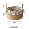 Cesta de armazenamento de palha trançada para itens diversos, cesta de armazenamento de mesa trançada, vaso de planta/flor decorativo para casa, cesta de lavanderia decorativa