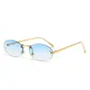 Gafas de sol ovaladas sin montura de nuevo estilo para mujer, Gafas de sol personalizadas de estilo callejero de moda, Sencillas y versátiles, Gafas de sol de alta gama con protección solar