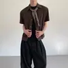 Camisa de manga corta de seda helada con cuello cubano estilo vacaciones de verano para hombre, look casual vintage y relajado, camisa corta protectora del sol