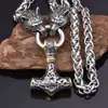 Transfronterizo Nuevo Retro Nórdico Vikingo Colgante Martillo Collar Cabeza de Lobo Joyería Estilo Noruego Amuleto para Venta al por Mayor