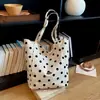 Nova Bolsa Tote de Lona com Bolinhas 2026 para Mulheres, Simples e Versátil, Bolsa de Ombro de Grande Capacidade para Estudantes, Trabalho e Compras
