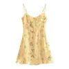 Vestido con Tirantes Estilo Pastoral Retro Francés Estampado Floral Retro Volantes Falda Corta Nuevo Otoño 2025 para Mujer