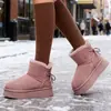 Botas de Neve Quentes com Solado Grosso e Forro de Lã Estilo Retrô Sapatos de Algodão Botas Curtas Casuais Femininas Novo Lançamento Inverno 2025 Botas Antiderrapantes