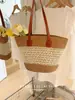 Bolso de Paja Tejida Transfronterizo Nuevo de Verano para Mujer, Bolso de Hombro Tipo Cubo Tejido de Gran Capacidad para Vacaciones de Verano, Disponible para Dropshipping