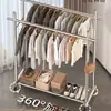 Perchero de Piso de Acero Inoxidable Perchero de Exhibición de Ropa para Interiores Perchero de Exhibición para Transmisiones en Vivo Secador de Ropa Perchero Doble Barra
