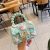Bolsa de Gelatina Infantil de Dibujos Animados Lindos Pvc Cadena de Diamantes Bolso Cuadrado Pequeño Mini Bolso de Mano con Perlas para Niña Bolso Cruzado de Mano