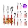 Venta caliente transfronteriza vajilla de acero inoxidable Serie Luna Creciente Cuchillo, tenedor y cuchara occidentales para 6 personas juego de 24 piezas traje de caja de color