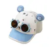 Gorra de Béisbol Infantil Súper Linda de Verano con Oso y Gafas, Gorra para Bebé Estilo Japonés, Suave y Adorable, Bonita, Gorra de Malla Parcial con Protección Solar
