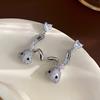 Pendientes elegantes de plata S925 con forma de cisne y microincrustaciones de circonita, ligeros y de lujo, de aguja, de plata, a juego.