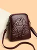 2026 Bolso Cruzado Casual Nuevo Estilo Chino con Textura de Flor de Rosa Vintage para Mujer, para Teléfono Móvil y Billetera, Bolso Pequeño para Viajes Diarios, Moderno