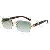 Nuevas Gafas de Sol Retro Imitación Madera para Mujer, Gafas de Sol de Moda de Montura Pequeña sin Marco, Gafas de Moda de Montura Cuadrada Anti-UV
