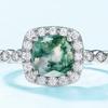 Anillo transfronterizo nuevo personalizado de ágata de planta de agua natural para mujer plata S925 totalmente engastado 5A circonio anillo de dedo europeo y americano lujo ligero elegante