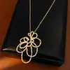 Colar Vazado Flor de Zircônia Banhado a Ouro Real 18K, Corrente de Clavícula Niche de Luxo Leve, Acessório de Moda Simples e Elegante