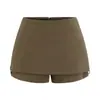 Calça-Saia de Lã Espinha de Peixe de Cintura Baixa da Moda para Mulheres, Novo Modelo Slim Fit Anti-Exposição Curto para Outono e Inverno
