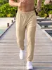 Pantalones largos de retazos texturizados para hombre de Amazon transfronterizos con cordón en la cintura elástica, pantalones deportivos casuales para exteriores con múltiples bolsillos