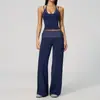 Conjunto de Yoga de Lunares Multicolor Europeo y Americano para Mujer, Pantalones Largos de Fitness con Cintura Plegable de Retazos, Pantalones Largos Deportivos para Correr para Mujer