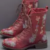 Estação Independente Comércio Exterior Europeu e Americano Retro Estampado Bordado Botas Martin Femininas Combinação de Cores Botas Individuais Moda Estilo Étnico Botas Curtas