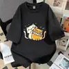 Camiseta de manga curta em seda de leite com estampa de gato, unissex, casual de verão, versátil, corte justo, blusa solta