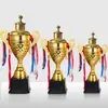 Trofeo de metal para juegos deportivos Copa cubierta binaural Baloncesto escolar Fútbol Premios Trofeo de alta gama