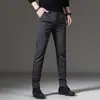 Calça masculina de negócios de alta qualidade estilo coreano, estação outono, calça casual nova preta sofisticada slim-fit elástica para homens