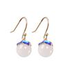 Aretes de Cuentas Redondas de Jade Blanco de Hetian Chapado en Oro de Plata S925, Aretes de Mujer Modernos y Simples, Directos de la Fábrica de Origen