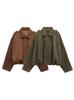 Ropa Femenina Transfronteriza Europea y Americana 2025 Principios de Primavera Nueva Moda Gamuza Estilo Casual Versátil Casual Simple Chaqueta Aviador
