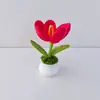 Tejido de lana pura hecho a mano terminado ramo de tulipanes en maceta simulación decoración del hogar regalo para amigo