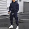 Conjunto de sudadera con capucha para hombre, nuevo, de otoño e invierno, transfronterizo 2025, conjunto deportivo casual de dos piezas de color liso