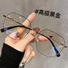 Gafas Ultra Ligeras Color Té con Leche con Montura Dorada para Mujeres Míopes Se Pueden Equipar con Monturas Poligonales Sin Maquillaje para Aclarar los Ojos