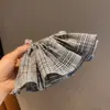 Falda de Houndstooth Dongdaemun Corea del Sur Pinza para Mujer Estilo Francés Elegante Estilo Hepburn Diseño Grande Cabeza Trasera Top