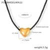 Collar con colgante de amor de acero de titanio tejido con cuerda negra larga de estilo coreano, estilo retro, sencillo y elegante, cadena para el cuello para mujer.