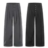 Y6085 Calça de Terno Masculina Listrada com Caimento Solto e Perna Larga, Estilo Americano Neutro da High Street, Estilo Retro Old Money