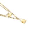 Europa y Estados Unidos popular doble corazón de durazno joyería de acero inoxidable corazón tiene un creativo candado amor collar de acero de titanio femenino