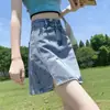Saia Jeans com Fenda Lateral Design de Botão Personalizado para Mulheres Verão Fina Cintura Alta Efeito Emagrecedor Saia Evasê