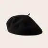 Boina de Punto de Punto Cruz Color Liso Gorro de Lana Popular Azul Marino Sombrero de Pintor Artístico Retro Moderno Versátil