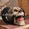 Nuevos productos transfronterizos casco cráneo alcancía artesanías de resina cuernos alcancía de cráneo regalos de Halloween