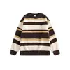 Suéter Rayado de Cuello Redondo Estilo Americano Nuevo 2026 para Hombres y Mujeres, Tejido de Punto Trendy de Invierno Holgado Grueso Estilo Perezoso para Pareja