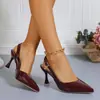 Verano Nuevo 2027 Sandalias Cubiertas del Empeine sin Espalda Punta Fina Zapatos de Mujer Tacón Fino Zapatos de Una Sola Tira de Moda Huecos Tacones Altos