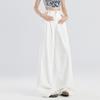 Pantalones Holgados Rectos Plisados de Estilo Americano Blancos Vintage para Chica Caliente & Largos