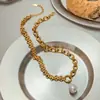 Jieding Collar de perlas de acero inoxidable europeo y americano cadena de clavícula de lujo ligero de alta gama joyería que no se decolora joyería de acero de titanio transfronteriza