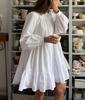 2025 Estilo Europeo y Americano Transfronterizo Más Vendido Primavera Nuevo Vestido Camisa Vestido Blanco Mujer Ol Simple Top de Algodón