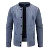 Cardigan de Tricô Botões Gola Alta Jacquard Diamante Masculino Jaqueta de Tricô Engrossada Tamanho Grande Multicor Atacado de Comércio Exterior