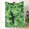 Amazon Tk Best-Seller Transfronterizo Simple Verde Artístico Manta de Siesta Manta de Franela Trébol de la Suerte Funda de Manta