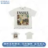 Camiseta pesada personalizada estilo retro americano, camiseta de algodón puro de corte holgado con hombros caídos para hombre, marca de moda urbana con estampado de pedrería de manga corta