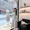 Novo vestido de malha estilo chinês leve e nacional para mulheres, nova coleção de primavera e outono, acinturado, emagrecedor e que valoriza a silhueta