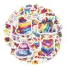56 pegatinas de graffiti de pastel arcoíris de compra directa transfronteriza, pegatinas decorativas impermeables de tableta de repostería coloridas y deliciosas